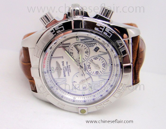 Breitling Chronomat White Face Brown Leather Replica Watch